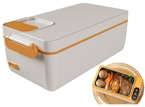 Boîte à déjeuner chauffante électrique, chauffe-plats rechargeable avec sac isotherme, batterie intégrée de 3 200 mAh, récipient amovible en acier inoxydable, boîte à déjeuner auto-chauffante sans fil