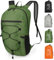 Outplea 15L Faltbarer Rucksack, Kleiner Rucksack Sport Damen, Wanderrucksack Herren Wasserdicht, Tagesrucksack Ultraleicht für Outdoor Freizeit Camping, Grün