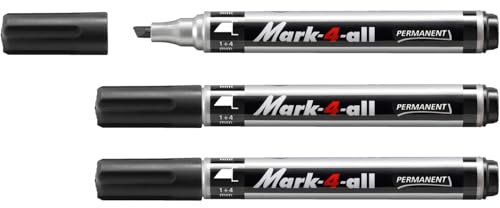 STABILO Mark-4-all - Permanent Marker Pen - Chisel Tip - Pack of 3 - Black