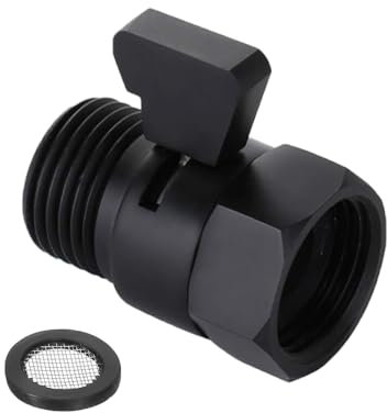 Duschdurchflussregelventil, Duschkopf Absperrventil mit Griffhebel G1/2 Wasserdurchflussregelventil für Duschkopf Handbrause, Mattschwarz