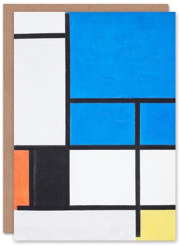Artery8 Piet Mondrian Art Card Large Blue Plane Red Black Yellow Gray
