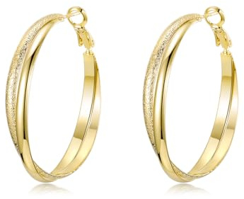 PHNIBIRD Creolen Gold Groß X-förmige Creolen Ohrringe Damen Hypoallergen Ohrringe Elegante Modeschmuck Für Frauen Durchmesser 40 mm