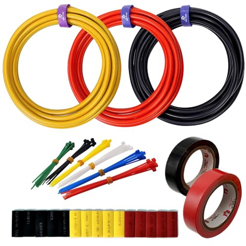 8AWG Silicone Electrical Wire Cable Set High and Low Temperature Resistant | 3 Colors 1650 Strands 0.08mm Tinned Copper Wire for DIY, Lamps, Home Appliances, Batteries, Electronic, etc. (3 x 13ft)
