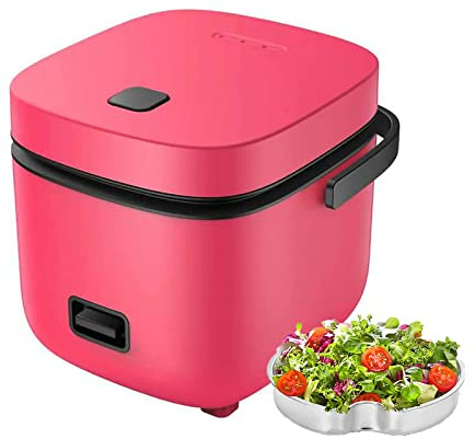 Rice Cooker And Steamer Small 1.2 Litre - Mini Cooker For 1 Person With Measuring Cup And Spatula