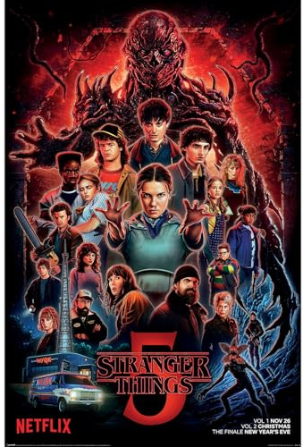 Stranger Things Finale-Staffel-Poster, Staffel 5 Maxi-Poster 91,5 x 61 cm, offizielles lizenziertes Netflix-Produkt, Premium-Wandkunst für Schlafzimmer, Wohnzimmer & Sammler