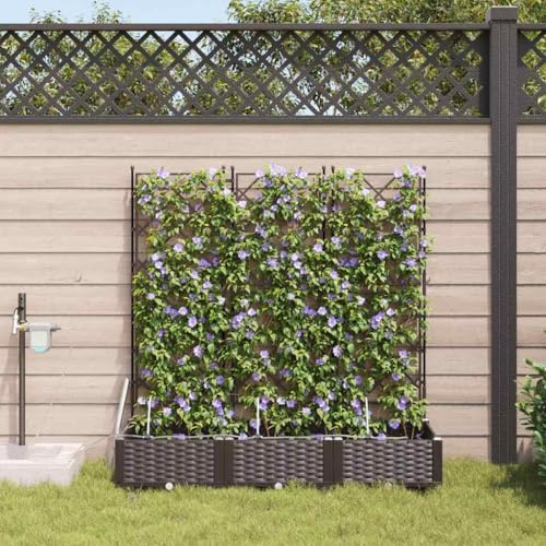 Hoopleep Gartenpflanzer Braun 120x40x126cm, erhöhter Metall Pflanzkübel mit Bewässerung, verzinkter Stahl für Outdoor Pflanzen Gemüse