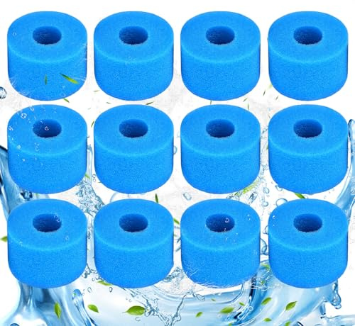 Herspany Filtres de Piscine en Éponge Filtrante Type S1, 12 Pièces | Filtre en Mousse pour Spa, Cartouche Filtrante RéUtilisable, Réutilisables et Lavables, Filtre en Mousse pour Spa