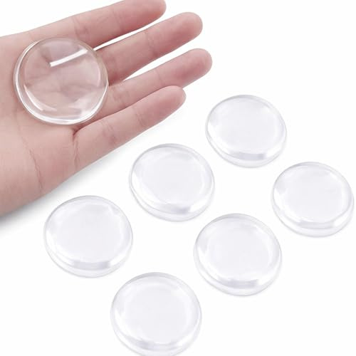 6Pcs Door Stopper, Silicone Transparent Round Door Handle Protectors, Self Adhesive Wall Protector Door Handle Stopper Bumper Pads, Rubber Door Stop for Indoor Wall Fridge Cabinets