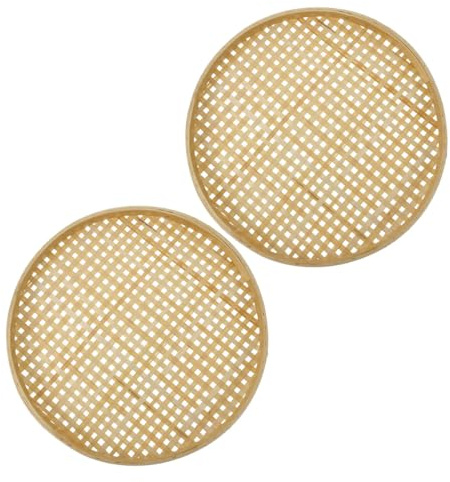 GATHINESS 2piezas Cesta Corta de Bambú Tejida Mano Cesta Tamiz de Bambú Multiusos para Filtrar Alimentos la Cocina