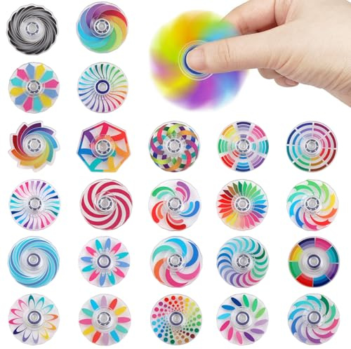 MLPKOI 24 Pcs Fidget Spinner Fidget Toys, Anti Stress Spielzeug, Stressabbau Hand Spinner, Regenbogen Sensorisches Zappelspielzeug, Geschenke für Party Taschenfüller