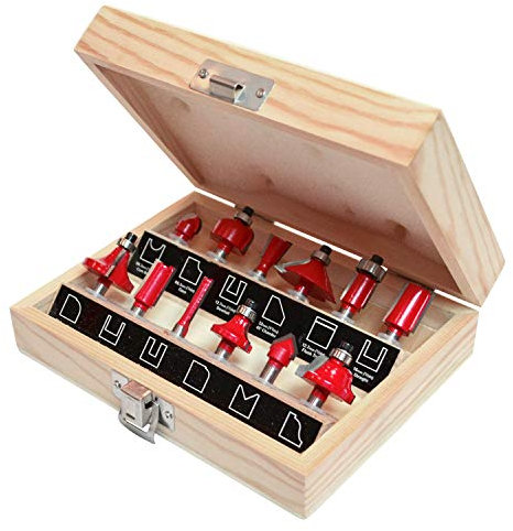 Faithfull FAIRBS12 1/4 inch TC Router Bit Set of 12 with storage case 1/4in shank
