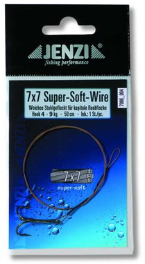 Powerflex 7x7 Super-Soft-Stahlvorfach mit Drilling, Haken 6, 6 Kg, 50 cm