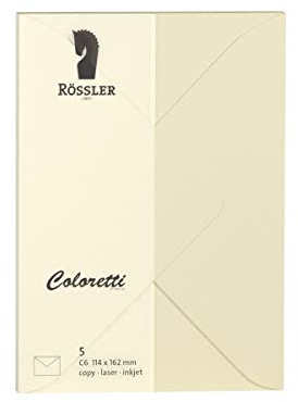 Rössler 220705512 - Coloretti Briefumschläge, 80 g/m², DIN C6, creme, 5 Stück