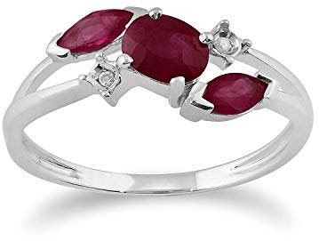 Gemondo Rubin Ring 9ct Weißgold 0,78 KT Rubin & Diamant Cossover Ring