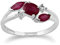 Gemondo Rubin Ring 9ct Weißgold 0,78 KT Rubin & Diamant Cossover Ring