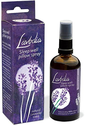 Lavendel Kissenspray 50ml von Lavodia – 50ml Lavendelspray für Kopfkissen zum Einschlafen – Lavendel Spray mit echtem, naturreinem Lavendelöl für eine Gute Nacht