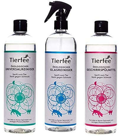 Tierfee Reiniger-Grundset - Universalreiniger, Glasreiniger, Geschirrspülmittel - 3X 500ml