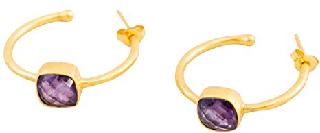 Creolen mit Amethyst - 18 K vergoldet mit Naturstein Amethyst