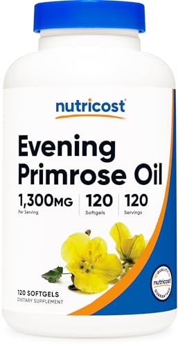Nutricost Evening Primrose Oil 1,300mg, 120 Softgels - Cold Pressed, Non-GMO, Gluten Free, 120 Servings