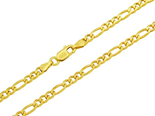 Kauf-mich-weg Figarokette 925 Sterling Silber vergoldet 3,5mm breit Länge wählbar 45 50 55 60 cm Silberkette Halskette Gold Kette Damen (45)