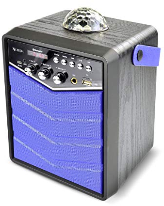 X4 TECH Bobby Joey Rockstar - Mobiler Bluetooth Lautsprecher mit USB SD Karaoke, 701663, schwarz blau