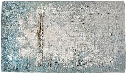 Kare Design Teppich Abstract Blue, großer Wohnzimmerteppich, gewebter Bodenteppich, Vorleger, Läufer, Hellblau-Grau (H/B/T) 1x200x300cm
