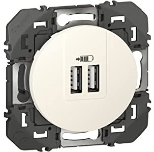 LEGRAND - Prise Double Chargeur USB-A dooxie - Repiquage sur Prise 2P+T - Dédié à la Charge - À Equiper d'une Plaque - Blanc