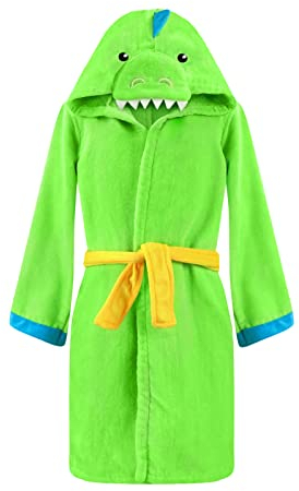 WYTbaby Peignoirs pour Enfants Sortie de bain à Capuchon Garçons Filles Peignoir Serviettes de Plage 3-5 Ans, Vert