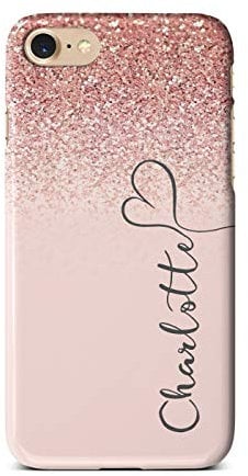 iCaseDesigner Personalised Marble Glitter Flowing Name with Heart Phone Case for Apple iPhone XS Max - 1. Pink Sparkle Fade Vertical Name