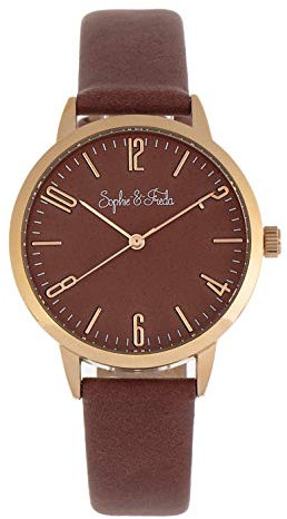 Sophie and Freda Vancouver Women's Quartz Brown Genuine Leather Rose Gold Watch SAFSF4906