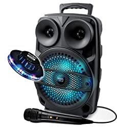Enceinte Mobile 200W SONO DJ High Power Autonome sur Batterie LED RVB - USB/SD/Bluetooth + Micro + Jeu UFO Ovni