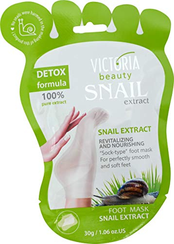 Victoria Beauty - Fussmaske Hornhautentfernung Socken, Fußmaske zur Entfernung von Hornhaut, Hornhautentferner mit Schnecken-Extrakt, Snail Foot Mask - macht Ihre Füße samtweich (1 x 30g)