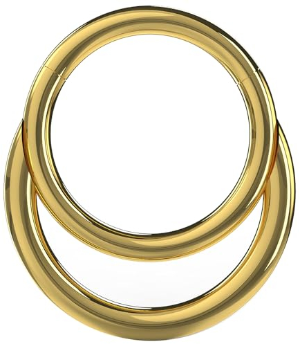 Monster Piercing Gold eloxiert 16 Gauge (1,2 mm) - 7 mm Durchmesser 316L Chirurgenstahl Twin Circle Hinged Segment Nasenring Septum Piercing Schmuck
