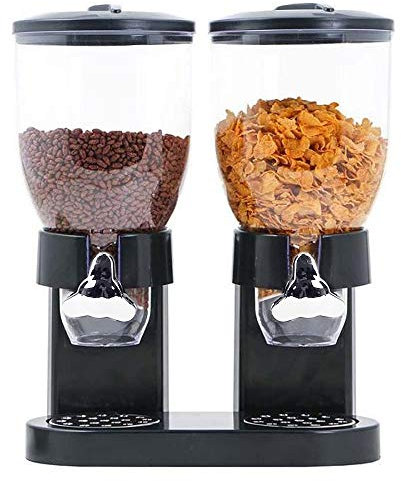 Flyelf 2X 3.5 Litern Müslispender Cornflakes Spender für Müsli, Cornflakes, Cerealien und Süßigkeiten (Schwarz)