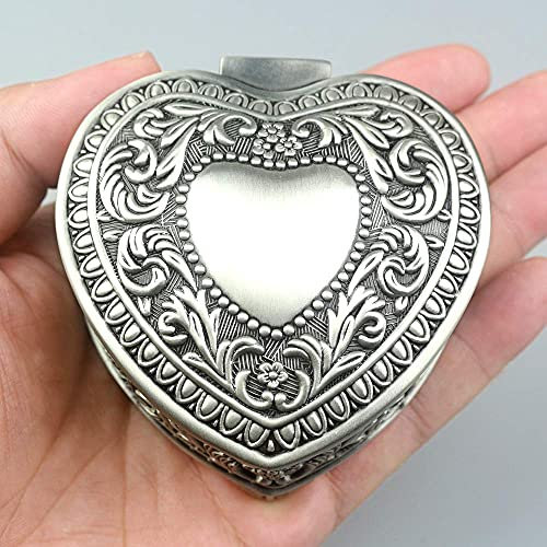 ROSIKING Herzförmige geprägte Metallspieluhr zum Aufziehen, antiker Schmuck, Musikboxen für Weihnachten, Geburtstag, Valentinstag