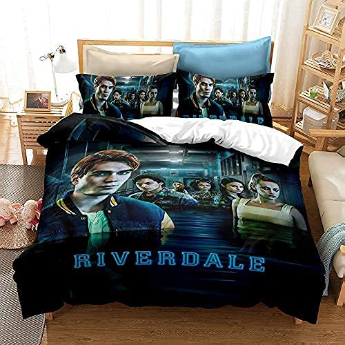 PTNQAZ Bettwäsche-Set, Motiv: Bizarre Filme, 3D-Druck, Riverdale Bettdeckenbezug, Kissenbezüge, Einzel-, Doppel-, King-Size-Bett, Schlafzimmerdekoration (Einzelbett)