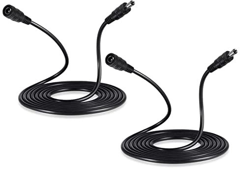 Auroh 2 Pack of 3 Meters Power Extension Cable, 12V DC 5.5mm*2.1mm Male to Female Power Adapter Cord for 12V CCTV Security Camera, LED Strip String Light, Router and More Devices (Black)