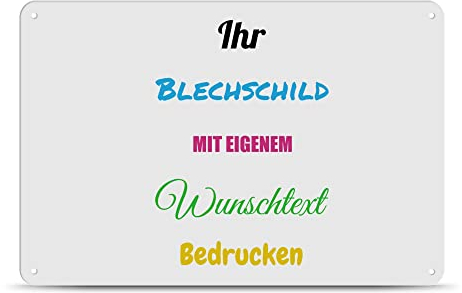 PR Print Royal Blech-Schild selbst gestalten - Metall-Poster mit Text bedrucken - verschiedene Hintergründe, Schild A4, Querformat I Personalisiertes Geschenk