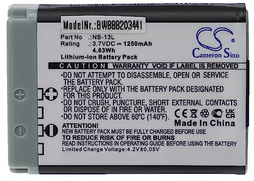 vhbw batteria compatibile con Canon PowerShot SX740HS fotocamera digitale DSLR (1250mAh, 3,7V, Li-Ion)