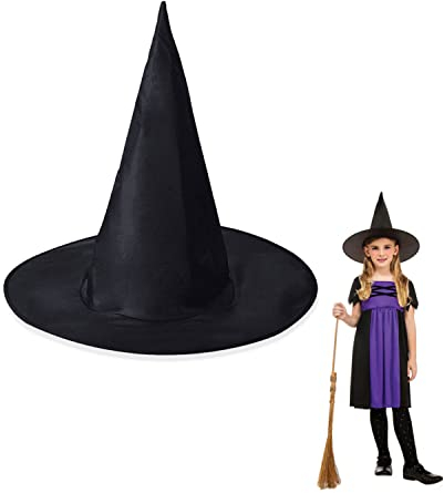 TSHAOUN Chapeau de sorcière noir pliable pour filles/garçons - pour une fête costumée, Halloween, les vacances spéciales, les réunions de famille, les anniversaires