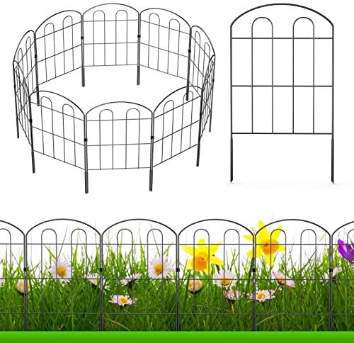 Clôture de jardin décorative d'extérieur - 61 cm x 3 m - Revêtement en métal antirouille - Bordure en fil de fer forgé pliable pour terrasse, parterres de fleurs, clôture pour animaux