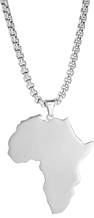 EUEAVAN Afrika Karte Anhänger Halskette Edelstahl Karte von Afrika Land Anhänger Halskette für Männer Frauen Jungen Mädchen (Gold)