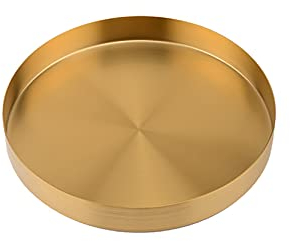UPTALY 1 bac à plantes en acier inoxydable (20 x 2,6 cm), plateau rond pour pot de fleurs doré, grande soucoupe en métal, bac à eau pot de fleur, pour recueillir le drainage du jardin et l'excès d'eau