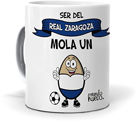 mundohuevo Taza Divertida de Futbol | Ser del Real Zaragoza Mola un Huevo | Taza Feliz Cumpleaños | Idea de Regalo | Tazas de Colección Futbol | Cerámica AAA | Capacidad 350 ML