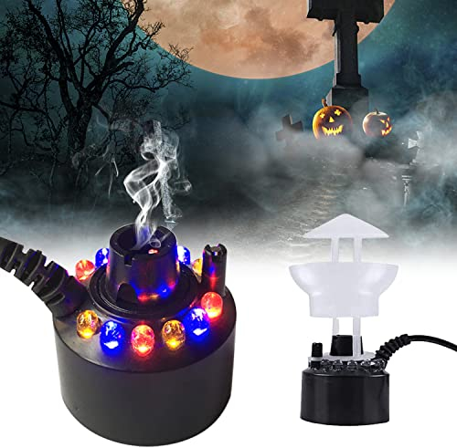 RoserRose Nebulizzatore Ad Ultrasuoni, 12 LED Three Color Gradient Atomizer Mist Maker Fogger, Nebulizzatore Giardino con Paraspruzzi Rimovibile per Fontana d'Acqua, Caldaia Strega, Halloween