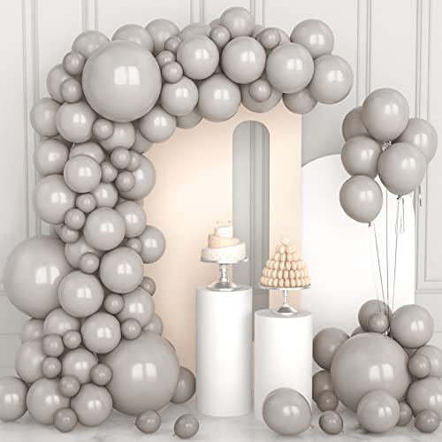 106 pcs Ballons Gris Ballons en Latex 5 10 12 18 pouces Kit de Guirlande Ballon Gris avec Ruban pour Femmes Garçons Filles Fêtes d'Anniversaire Mariage Remise de Diplômes Fête de Bébé Décorations