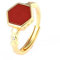 WEISHA S925 Sterling Silber Vergoldet Roter Achat Ring Einfacher Geometrischer Hexagon Ring Damen Offener Index RingGold