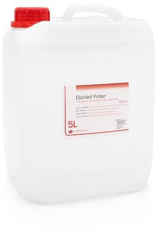 DE Healthcare Products – destilliertes Wasser (5 l), unsteril, nach DAB 7, Laborwasser für biochemische Zwecke