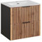 Lomadox Badezimmer Waschtisch 61 cm Waschbecken mit Unterschrank Waschbeckenunterschrank anthrazit mit Eicher Nb. schwarz gerillt, 61x58,5x46 cm