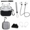 Custodia in Silicone Protettiva per AirPods Pro 2 Generazioni: AIYAAIYA Set di Accessori per Apple AirPod 8 in 1 con Supporto per Cinturino dell'orologio/Spazzola per la Pulizia/Portachiavi (Nero)